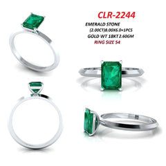 2 CT Emerald-cut Green Emerald Solitaire Ring
