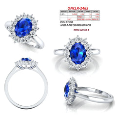 2.62 CT Oval Sapphire Halo Ring