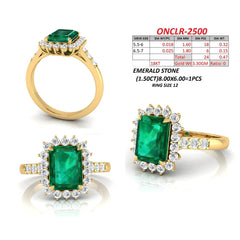 1.97 CT Emerald-cut Green Emerald Halo Ring