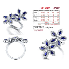 1.79 CT Marquise Sapphire Double Floral Ring
