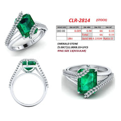 5.33 CT Emerald-cut Green Emerald Bypass Ring