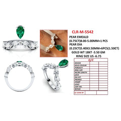 2.25  CT Emerald & Diamond Pear-Shaped Cascading Station Ring