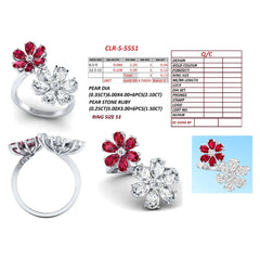 3.75 CT Ruby & Diamond Pear Double Floral Ring