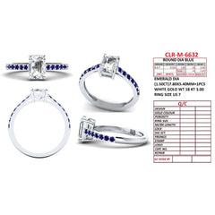 1.95 CT Emerald-cut Sapphire Pavé Ring