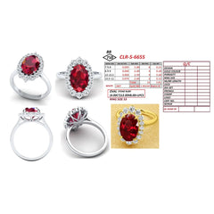 4.81 CT Oval Ruby Halo Ring