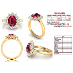 2.83 CT Oval Ruby & Round Diamond Halo Ring