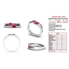 2.07 CT Oval Ruby Two-Stone Baguette Diamond Channel Ring