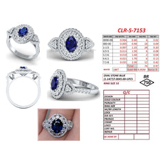 2.11 CT Oval Sapphire Double Halo Ring