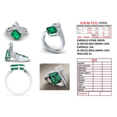 3.21 CT Emerald-cut Green Stone & Diamond Bypass Ring