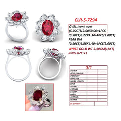 9 CT Oval Ruby Floral Halo Ring