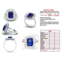 4.30 CT Emerald-cut Sapphire & Pear Diamond Halo Ring