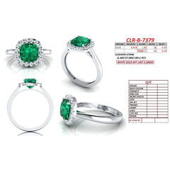1.89 CT Cushion Emerald Halo Diamond Ring