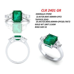 2.70 CT Emerald-cut Green Emerald & Taper Three Stone Ring