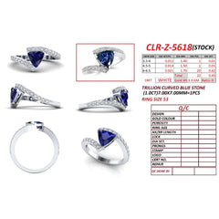 1.45 CT Trillion Blue Sapphire Bypass Ring