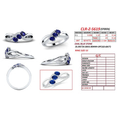 0.74 CT Oval Sapphire Three-Stone Infinity Pavé Ring
