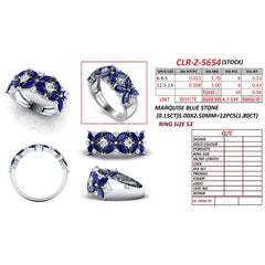 2.36 CT Marquise Sapphire Cluster Half Eternity Ring