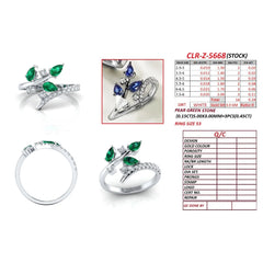 0.73 CT Pear Green Emerald Bypass Ring
