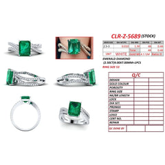2.98 CT Emarald-cut Green Emerald Double Row Wave Ring
