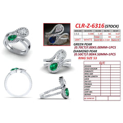 1.87 CT Pear Green Emerald Halo Bypass Ring
