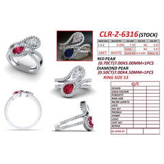 1.87 CT Pear Ruby Halo Bypass Ring