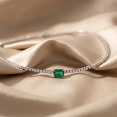 8.82 CT Emerald & Diamond Tennis Necklace