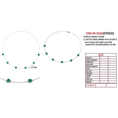 9.00 CT Heart Emerald Station Necklace