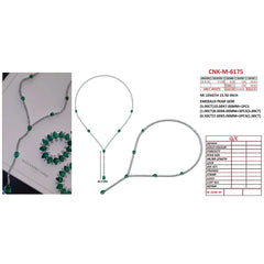20.61 CT Round Diamond & Pear Emerald Drop Necklace