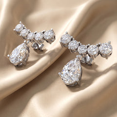 1.9 CT Pear Diamond Bar Drop Earrings