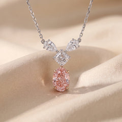 1.89 CT Pink Oval Diamond Drop Pendant