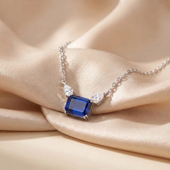 1.80 CT Emerald-Cut Sapphire & Pear Diamond Pendant
