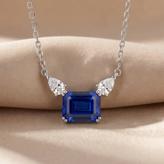 1.80 CT Emerald-Cut Sapphire & Pear Diamond Pendant