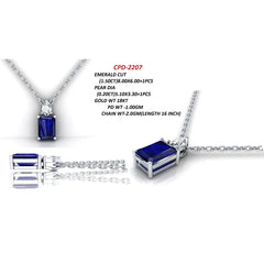 1.70 CT Emerald-Cut Sapphire & Pear Diamond Pendant