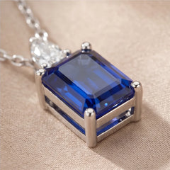 1.70 CT Emerald-Cut Sapphire & Pear Diamond Pendant