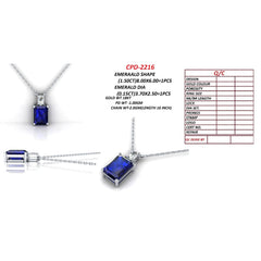 1.65 CT Sapphire & Diamond Emerald-Cut Pendant
