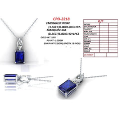 1.75 CT Emerald-Cut Sapphire & Marquise Diamond Pendant
