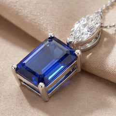 1.75 CT Emerald-Cut Sapphire & Marquise Diamond Pendant