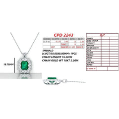 6.10 CT Green Emerald & Diamond Halo Pendant