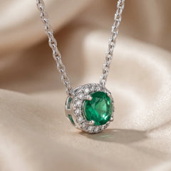 0.22 CT Round Emerald Halo Pendant