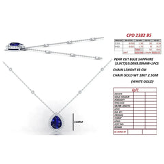 3.41 CT Pear Sapphire & Diamond Halo Pendant