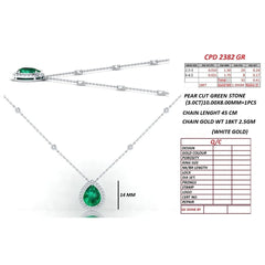 3.41 CT Pear Emerald Halo Pendant