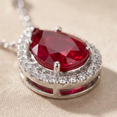 3.41 CT Ruby & Diamond Pear-Cut Pendant