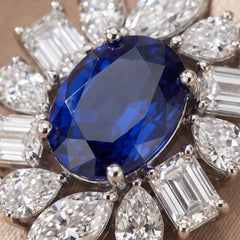 2.12 CT Oval Sapphire Multi Shape Halo Pendant