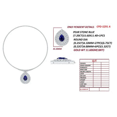 15.27 CT Pear Sapphire Double Halo Diamond Pendant