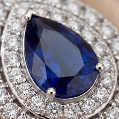 15.27 CT Pear Sapphire Double Halo Diamond Pendant