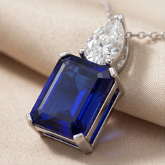 5.80 CT Emerald & Pear-Cut Sapphire Pendant