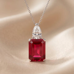 5.80 CT Emerald & Pear-Cut Ruby Pendant