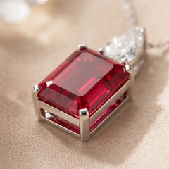 5.80 CT Emerald & Pear-Cut Ruby Pendant