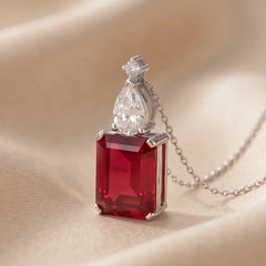 5.80 CT Emerald & Pear-Cut Ruby Pendant