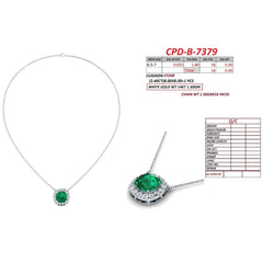 2.80 CT Cushion-cut Emerald Halo Diamond Pendant