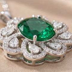 3.46 CT Oval & Pear-Cut Emerald Pendant